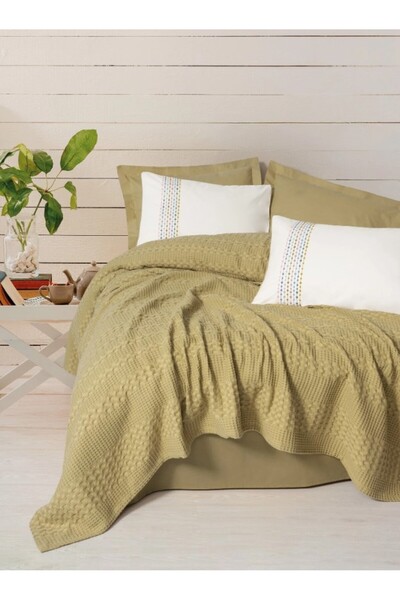 Cotton Box Aura Double Pique Set Pebble Fitted Sheet