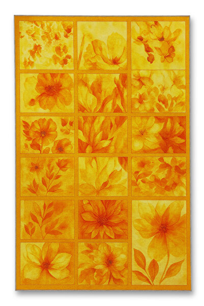 Rugs Modern Halı MOSSO Πορτοκαλί Χαλί με θέμα το λουλούδι, με υφαντό σχέδιο, ...