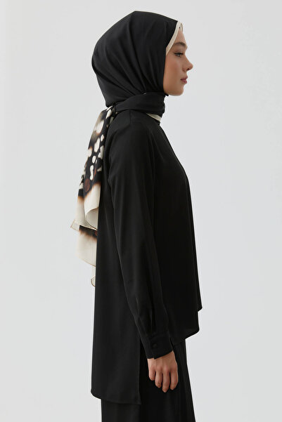 Tuğba Yırtmaç Detaylı Bluz Tunik - Siyah