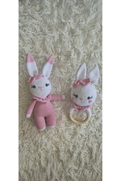 El Emeği Sevimli tavşan ve zilli tavsan 2li set uyku ve oyun arkadaşı
