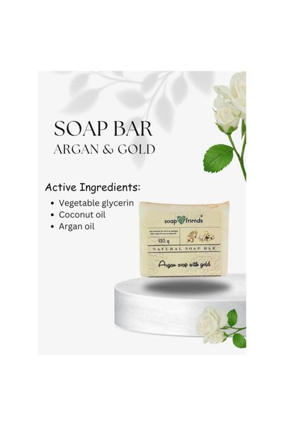 Soap&Friends Gold Soap Bar with Organic Glycerine and Argan Oil (130 g) | Handmade with Plant Extracts