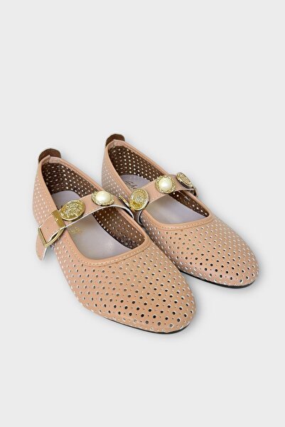 Liger Γυναικεία Μπαλαρίνα Μπαλαρίνα με Αξεσουάρ Πέρλα και Σφραγίδα ΜΠΕΖ - ΧΡΥΣΟ