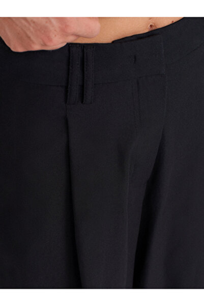 Dilvin 71634 Pilili Geniş Paça Pantolon-Siyah
