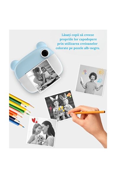 FOXMAG24 Kids' Camera with Built-in Printer & Speaker, 2.4'' Screen, Rechargeable Battery, Blue