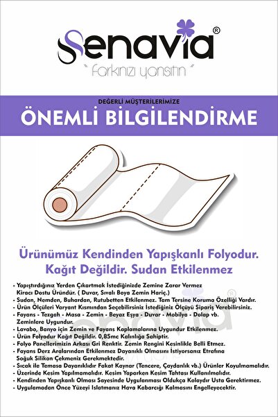 senavia farkınızı yansıtın Düz Renkler Mobilya Masa Fayans Zemin Dolap Mutfak Kaplama Kendinden Yapışkanlı Folyo 122 x 100cm