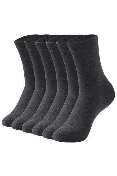 HRN Textile 6-Piece Men's Cotton Plain Long Socks – Anti-Sweat and Odor