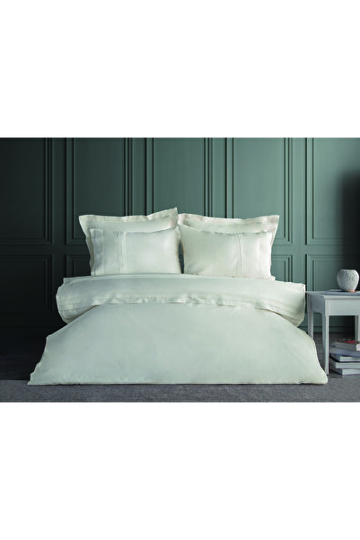 Dantela Palazzo Cotton Satin Laced Duvet Cover Set - White