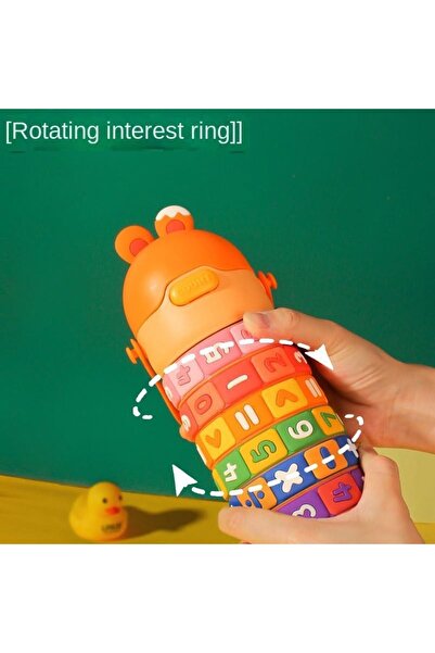 Mobcos Math Learning Water Bottle,Straw Strap Double Wall Fun and Learning Water Bottle rotating sleeve