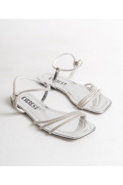 EVEREST SHOES Silver Women's Flat Sole Stone Orthopedic Sandals