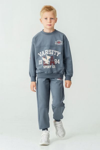 AHENGİM Boys' Varsity Printed Bottom Top Tracksuit Set Ak7959