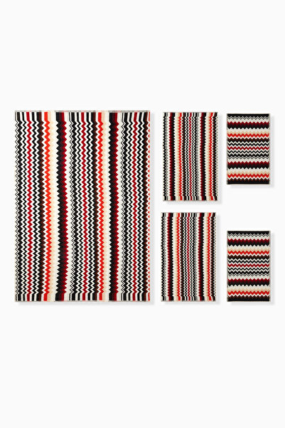 Missoni مجموعة أفضل المناشف مكونة من 5 قطع، نمط ميسوني المتعرج الشهير، ناعم وفاخر