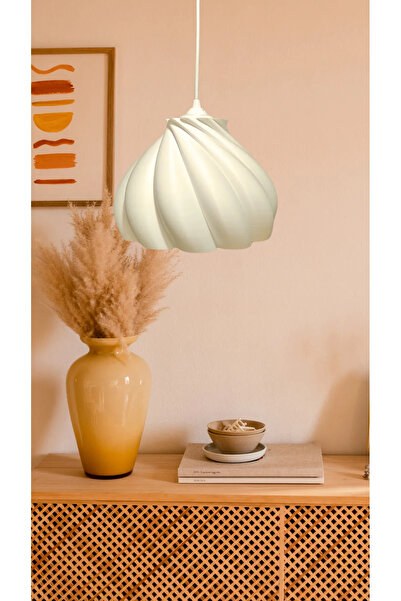 Genel Markalar Pumpkin Tekli Avize Yatak Odası, Mutfak, Oturma Odası Beyaz Tasarım Tekli Sarkıt Avize (PLASTİK)