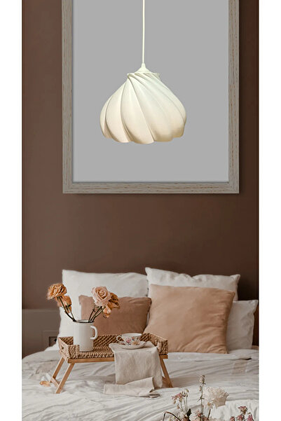 Genel Markalar Pumpkin Tekli Avize Yatak Odası, Mutfak, Oturma Odası Beyaz Tasarım Tekli Sarkıt Avize (PLASTİK)