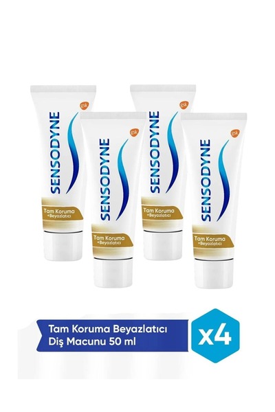 Sensodyne Tam Koruma Beyazlatıcı Diş Macunu x4 + Hediye Şeffaf Çanta
