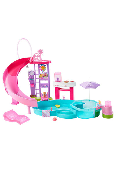 Barbie ®'nin Rüya Havuzu™ Oyun Seti, Kaydırak, köpüren jakuzi dahil 20'den fazla aksesuarıyla JFP01