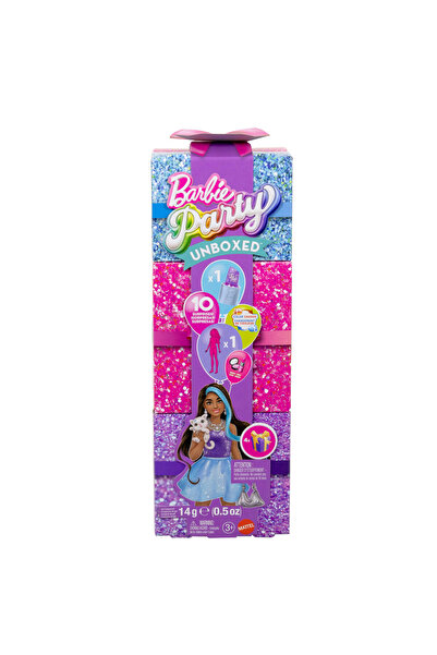 Barbie ®   Balíček na párty ™   Panenka Purple & Sparkle Gorgeous Party série panenky a 10 překvapení JFY66