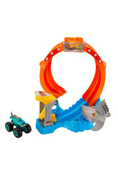 HOT WHEELS Monster Trucks Shark Playset with 1:64 Scale Mega-Wrex Vehiclejfr08