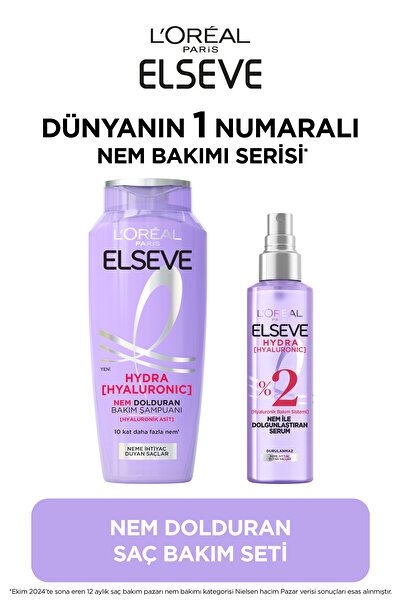 ELSEVE Hydra [hyaluronic] Nem Dolduran Şampuan 300ml Nem İle Dolgunlaştıran Serum 150ml Seti
