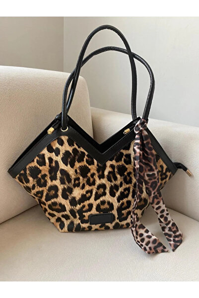 Mercan Καταστήματα Γυναικεία Leopard Zipper Leopard Scarf Λεπτομερής τσάντα ώ...