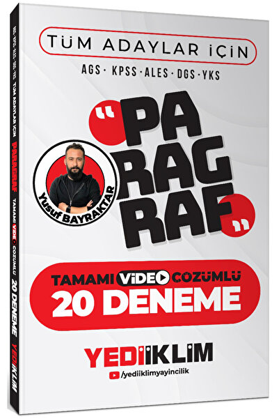 Yediiklim Yayınları AGS KPSS ALES DGS YKS Tüm Adaylar İçin Paragraf Tamamı Video Çözümlü 20 Deneme