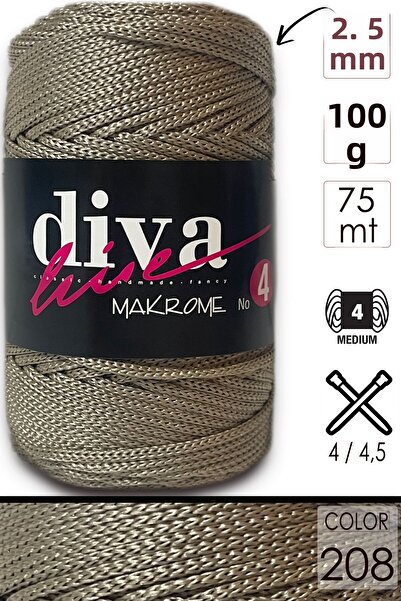 Diva İplik Σχοινί Diva Macrame Thick - NO:4 208 Καφέ