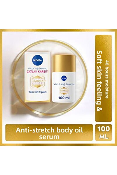 NIVEA Luminous630 - 100 مل مصل زيت الجسم المرطب، مضاد لعلامات التمدد
