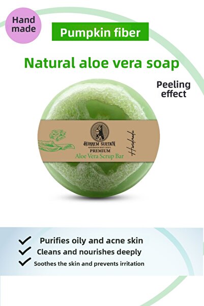 Hürrem Sultan 130 جرام من ألياف اليقطين الطبيعية صابون الصبار