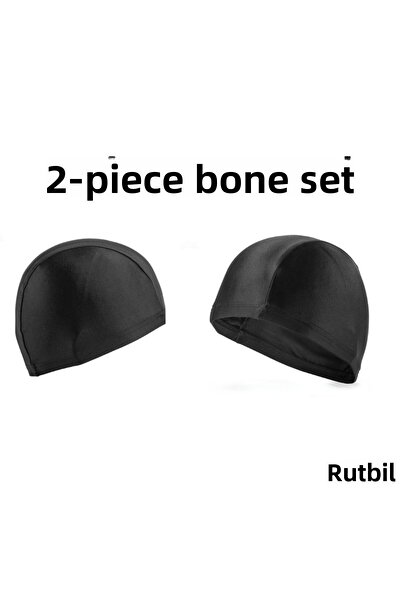 AY10 Set de șepci din Lycra neagră din 2 piese - șapcă pentru piscină și mare