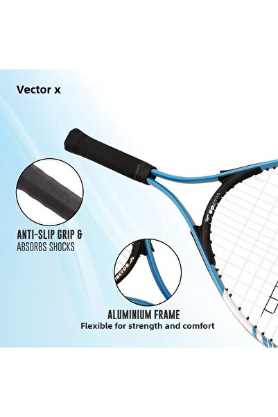 Vector X VXT-520 Strung Tennis Racquet/Rackets (25-inch, Full Cover)
