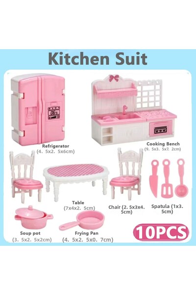 MSFTOYS 10 قطع - مطبخ P 24 قطعة على شكل بيت دمية مصغر بني ملحق أثاث لعبة أطفا...
