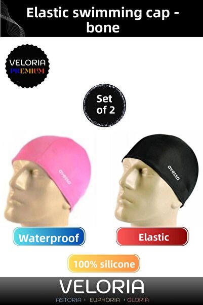 Veloria طقم سباحة من السيليكون المقاوم للماء من سلسلة Premium - قبعة سباحة مر...