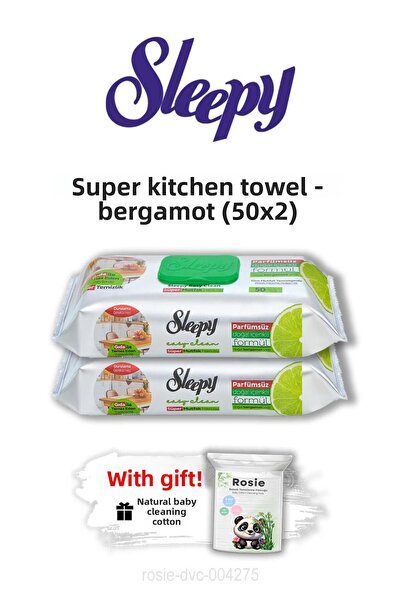 Sleepy مجموعة منشفتين مبللتين للمطبخ سوبر من إيزي كلين مع البرغموت 50 قطعة وه...