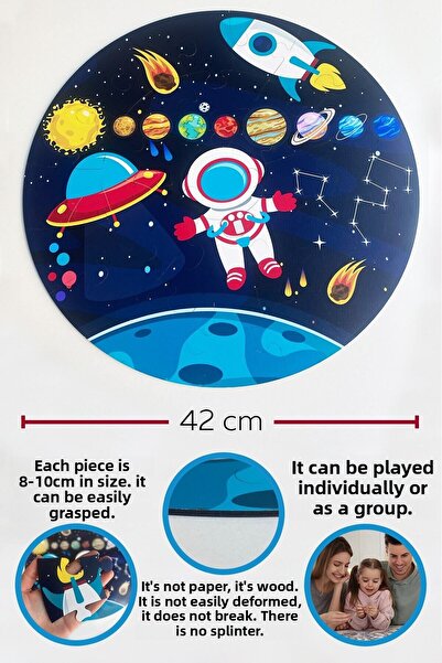 Enjoymydesign Wooden Xl Planet Puzzle 42cm, Mega Size Colorful Space Puzzle For Baby, Kids And Preschoolers