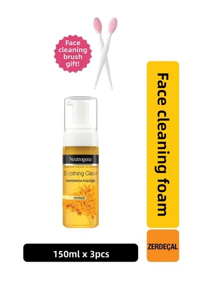 Neutrogena Soothing Clear Cleansing Foam 150 Ml Turmeric X3 Brush Gift