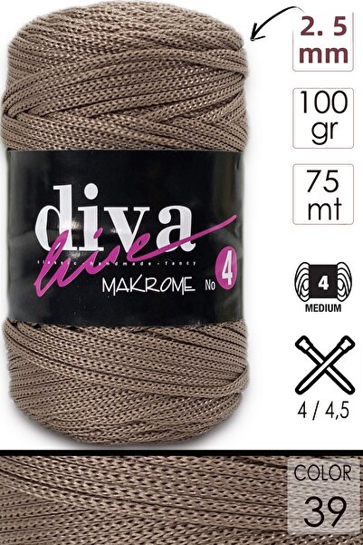 Diva İplik Σχοινί μακραμέ Diva χοντρό (ΝΟ:4) 39.