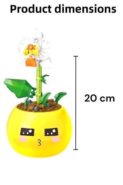 YILDIRIM OYUNCAK Micro Block Flowers in a Pot 58 Piece Building Block - Mini Block Set with Decorative Pots Lego Flower Emoji