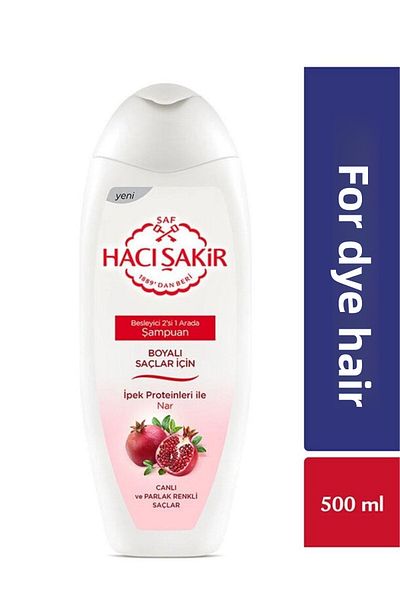 Hacı Şakir Pomegranate Colored Shampoo - 500 ml 2 Pieces for Hair
