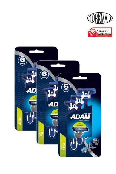 Adam Lame de ras cu trei lame, 6 bucăți x 3 pachete