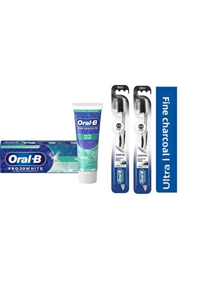Oral-B معجون أسنان برو 3D وايت لايت بالنعناع 75 مل + فرشاة أسنان أورال بي برو...