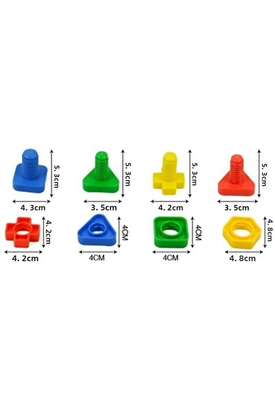 kaan oyuncak Plastic Nut and Bolt Matching Game Color Shape Matching