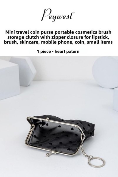 PEYWEST Transparent Mini Travel Makeup Bag with Zipper, Suitable for Cosmetics and Jewelry