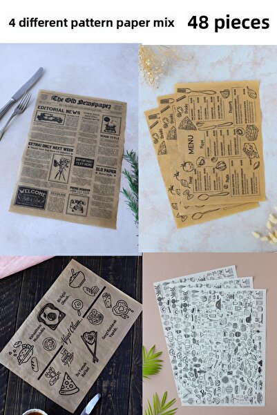 loyderlena ورق زيتي منقوش 48 قطعة 4 أنماط مختلفة - ورق عرض مزيج ورق - ورق زيتي