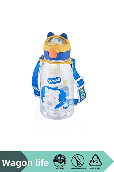 Vagonlife زجاجة مياه للأطفال من البولي كربونات بسعة 760 مل مع شكل قطة لطيف