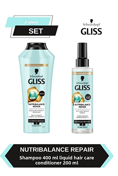 Gliss Nutribalance Repair - 400 ml Anti-Hair Loss and 200 ml Leave-In Liquid Conditioner