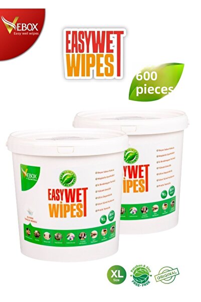 VEBOX Easy Wet Wipes Bucket Wet Wipes White Soap Scented Eco 2 Pack 600 Pieces