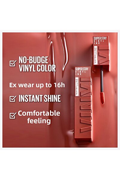 Maybelline New York Super Stay Nudes - Ruj lucios Vinyl Ink, de lungă durată, rezistent la transfer, Keen