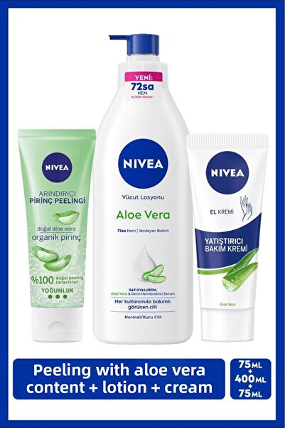 NIVEA Aloe Vera Hand Care Cream 75ml, Intensive Moisturizing Body Lotion 400m...