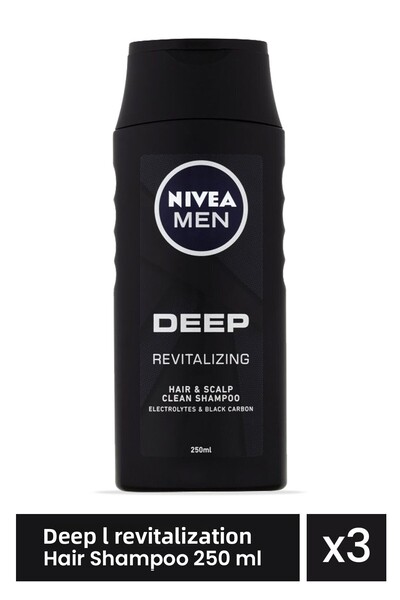 NIVEA Men Deep Revitalizing Hair Shampoo 3 Pieces x 250 ml