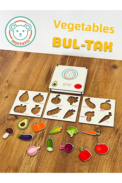 Karter İnovasyon I'M Learning Vegetables Wooden Bultak, Educational Vegetable...