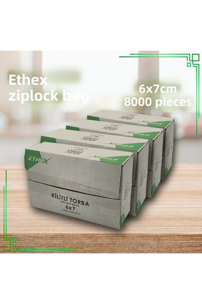 Ethex كيس زيبلوك مخطط باللون الأحمر مقاس 6 × 7 سم 8000 قطعة (4 صناديق) - متوا...